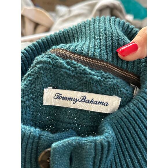 Tommy Bahama Men's Seaway Sorrento Beach Button Up Mock Neck Sweater Size XL - Picture 6 of 10